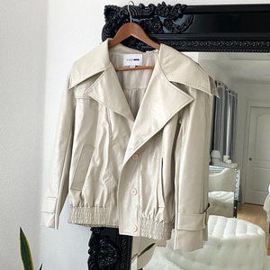 Fashion Nova | Women's Faux Leather Beige Coat Sand Button-Up Moto Jacket